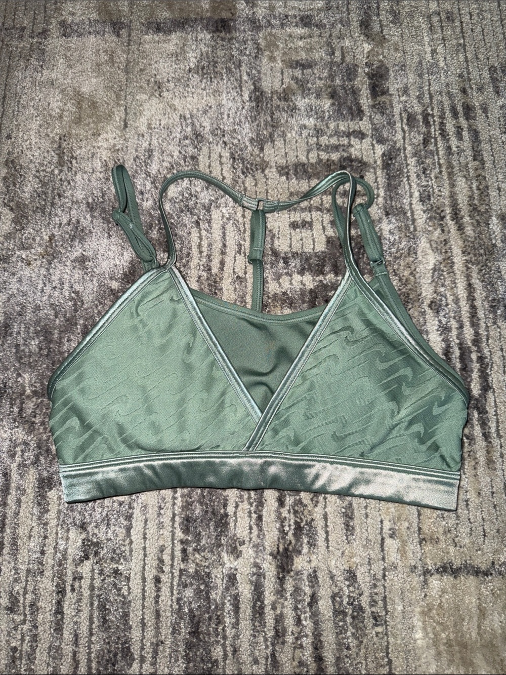 Double-Strapped and Lined Nike Sports Bra in Sage Green